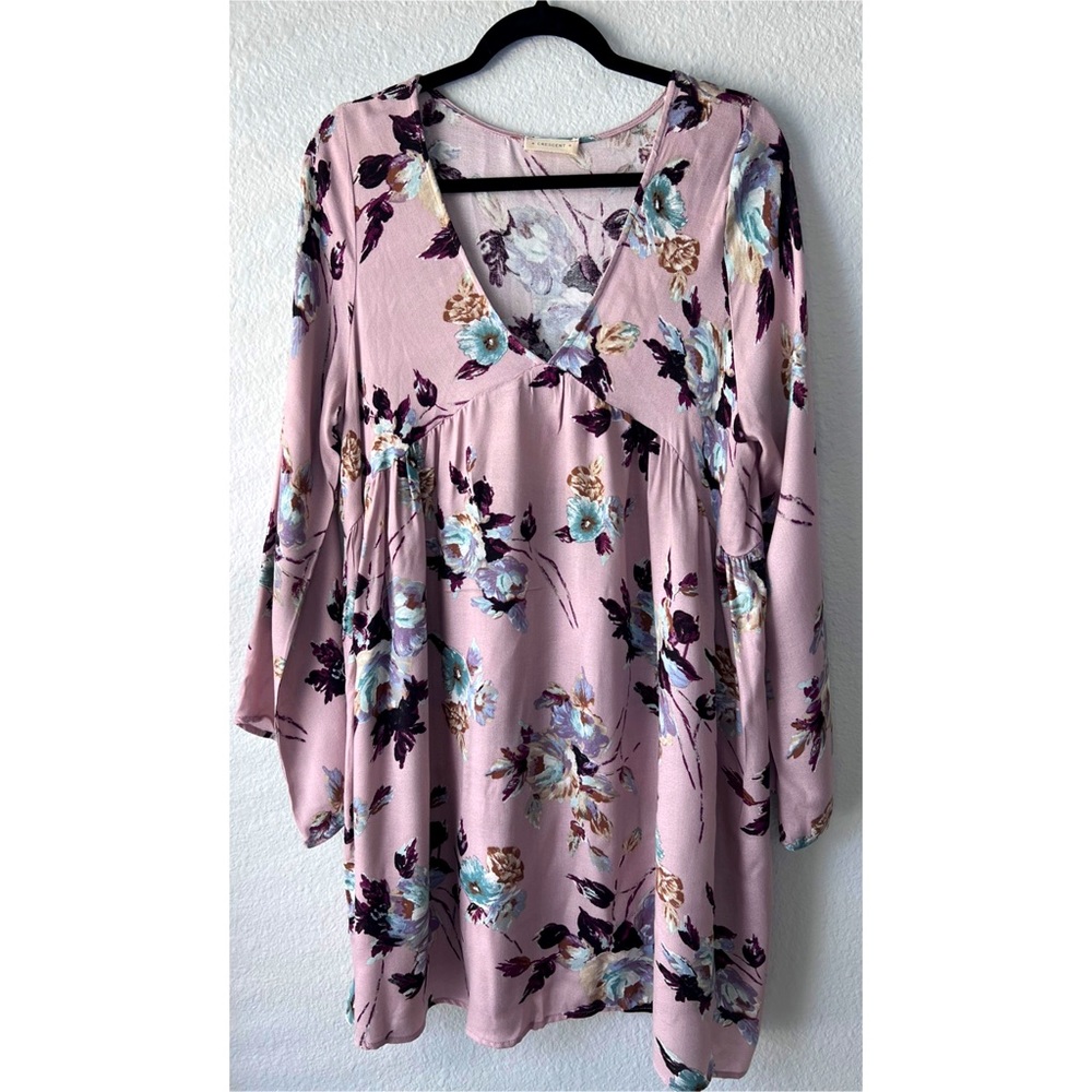 CRESCENT Lavender Flowy Botanical Long Sleeve Dress Size M.